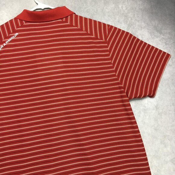 Under Armour Mens Golf Polo Shirt size XL Red Striped Short Sleeve Collared - Picture 11 of 15